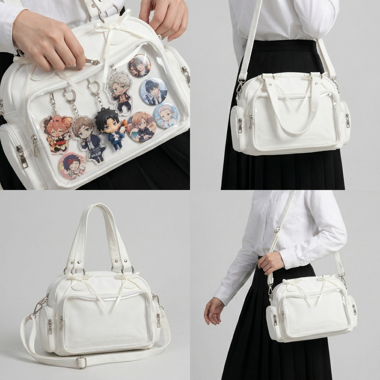 Emi Wide Display Itabag | Y2K Dopamine Cute Black Handbag Cute Kawaii Large ita bag, Custom Anime Oshikatsu Window Display Bag