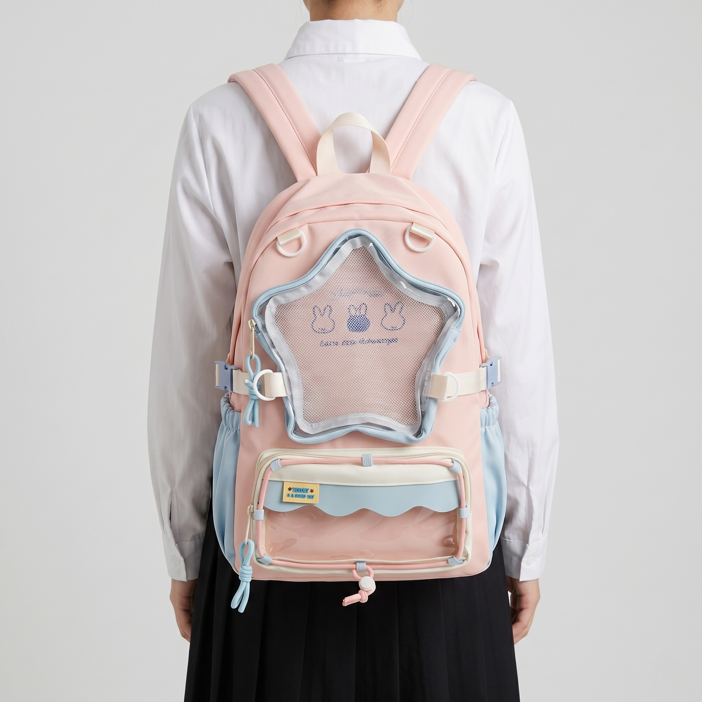 Kira the Star Window Ita Bag Backpack – Dual Pocket Itabag Rucksack, Clear Display Pin Bag, Kawaii Oshikatsu Bag