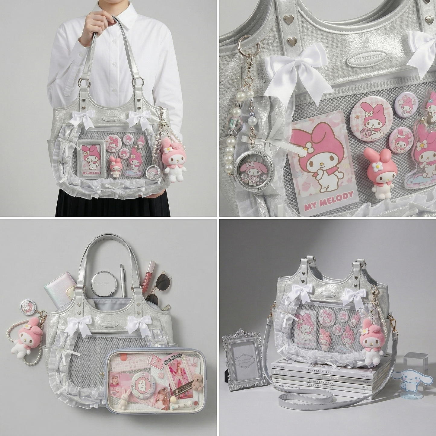 Hanabira Y2K Dopamine Petal Scallop Shopper Large Pink ita bag | Cute Kawaii itabag backpack, Custom Anime Oshikatsu Window Display Bag