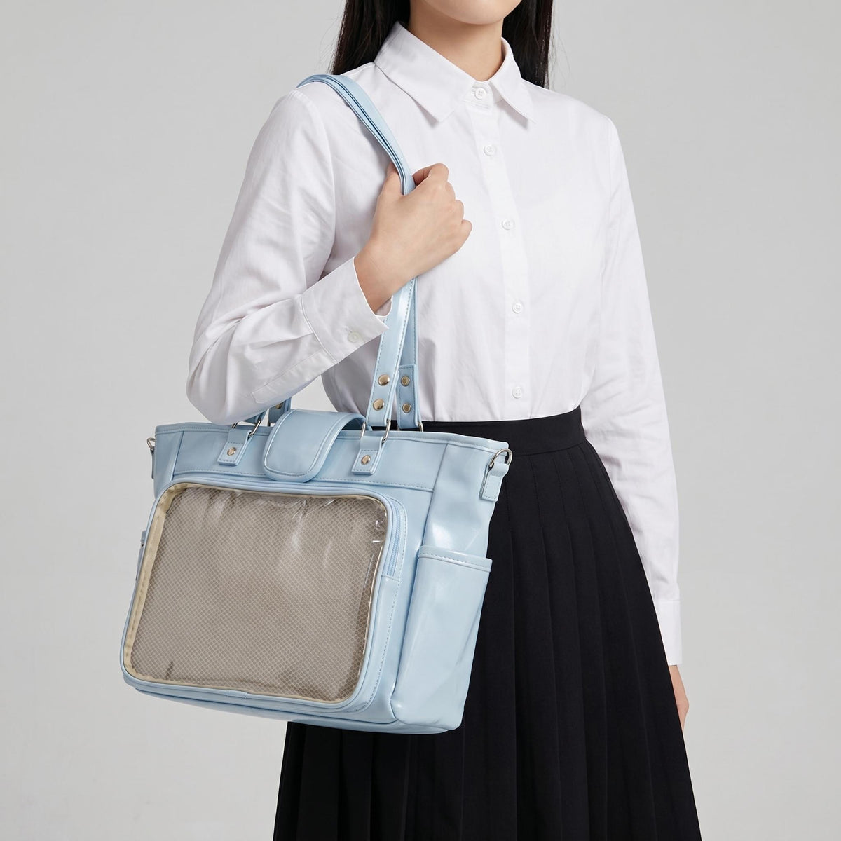 Hinata Wide Tote Ita Bag alternate product view showing framed display window and structured body