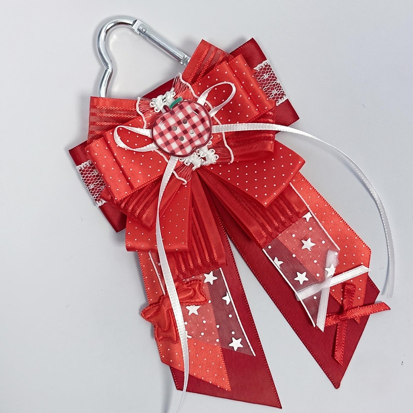Red Ita Bag Accessories Set | Ribbon Bow Charm, Pin Holder, Badge Holder, Photocard Holder, Ita Bag Accessories, Oshikatsu Decor
