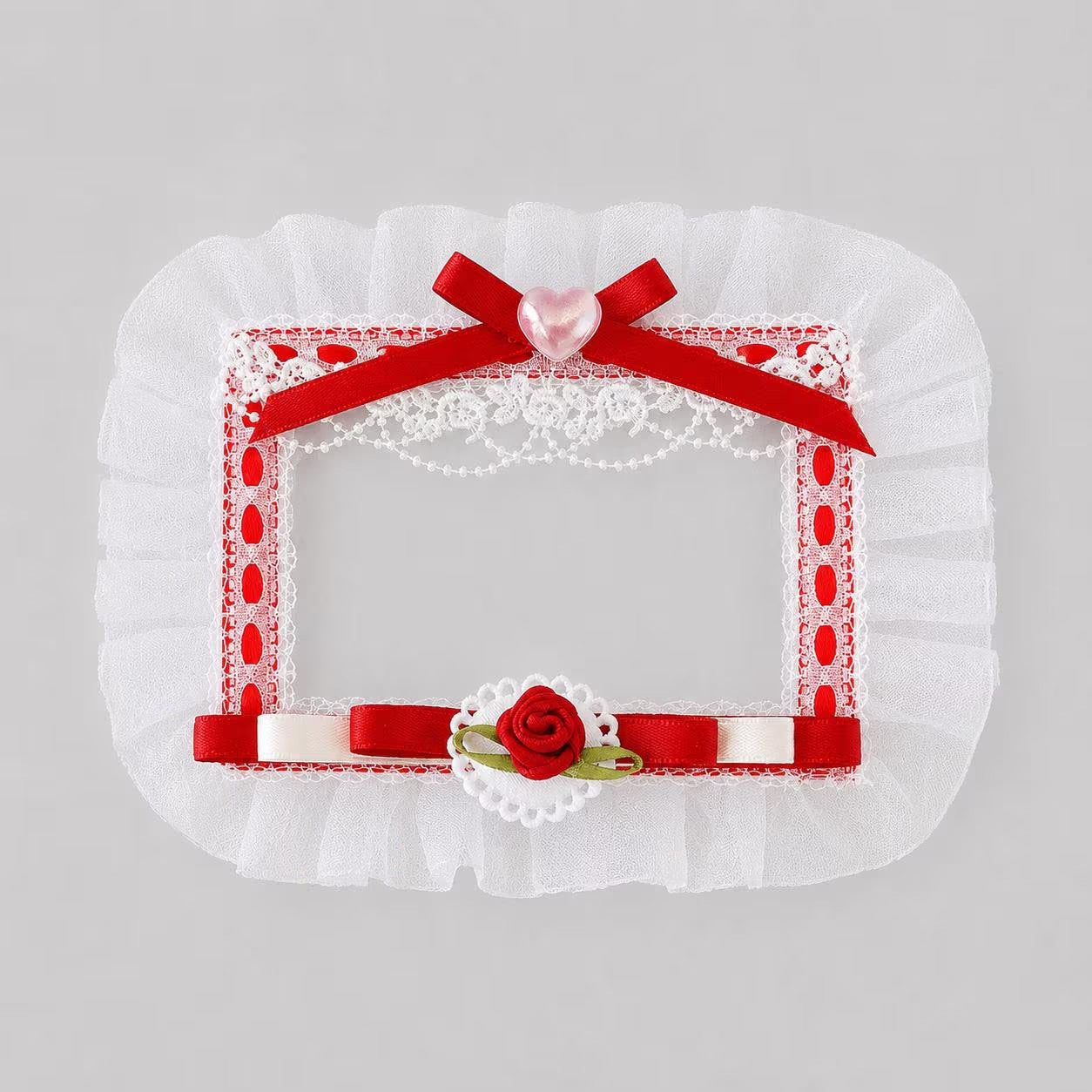 Red Ita Bag Accessories Set | Ribbon Bow Charm, Pin Holder, Badge Holder, Photocard Holder, Ita Bag Accessories, Oshikatsu Decor