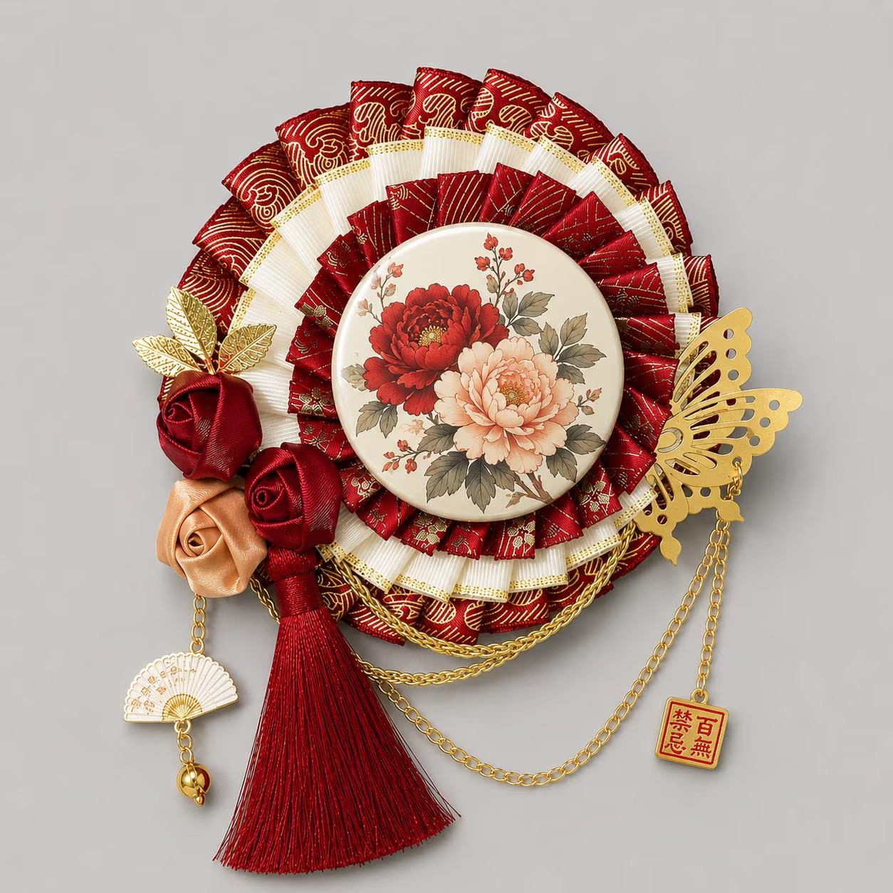 Red Ita Bag Accessories Set | Ribbon Bow Charm, Pin Holder, Badge Holder, Photocard Holder, Ita Bag Accessories, Oshikatsu Decor