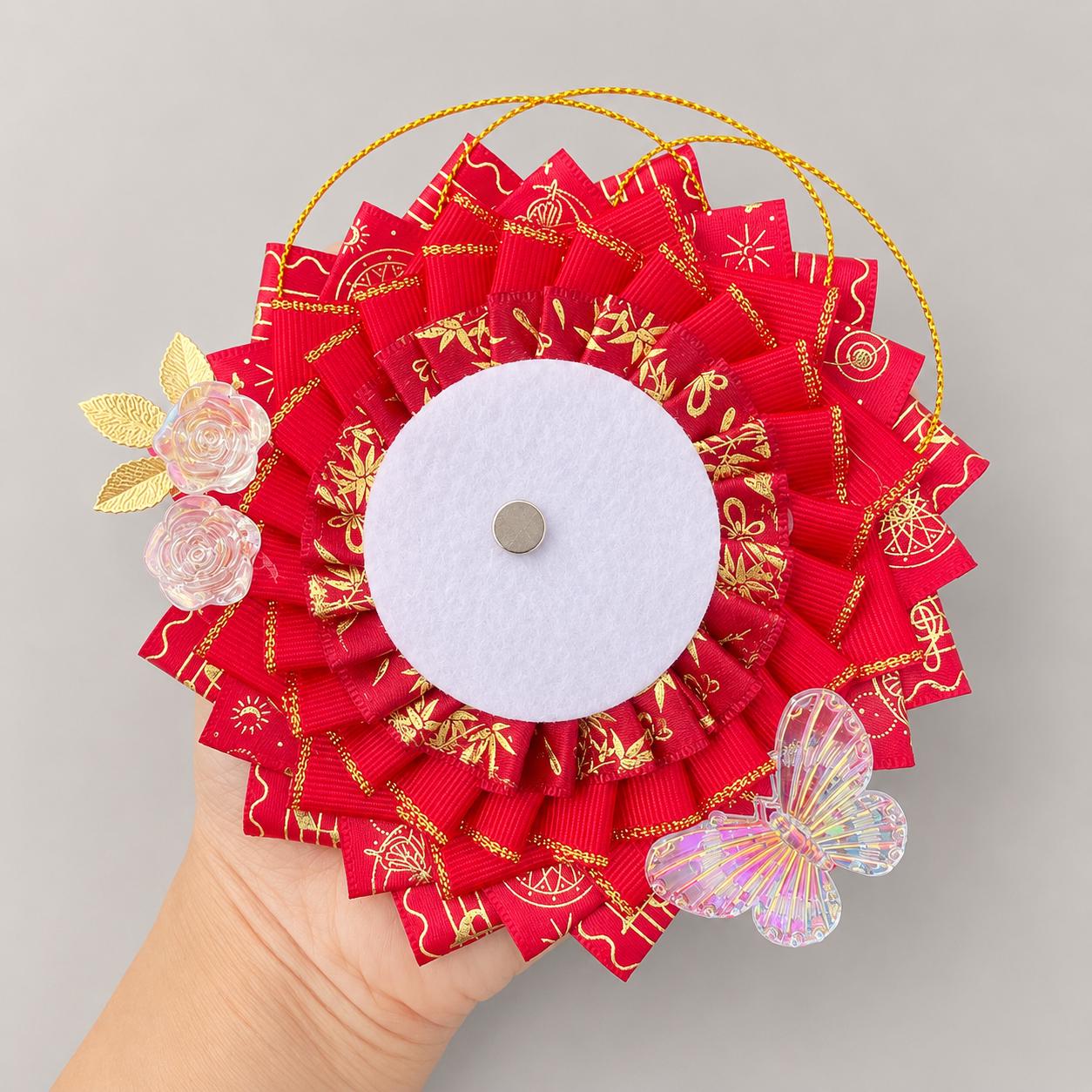 Red Ita Bag Accessories Set | Ribbon Bow Charm, Pin Holder, Badge Holder, Photocard Holder, Ita Bag Accessories, Oshikatsu Decor