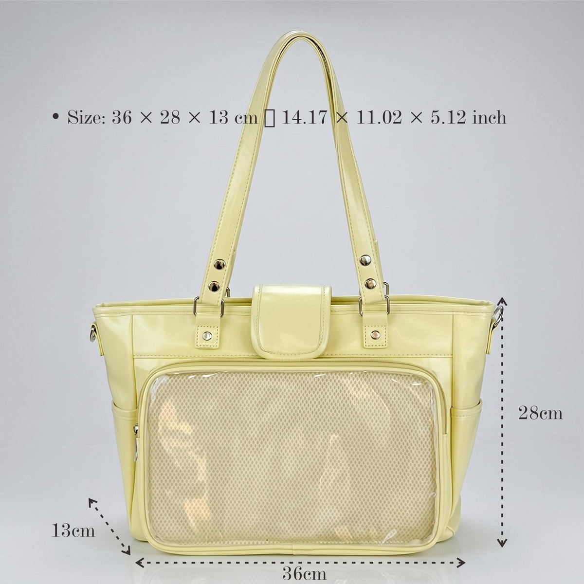 Hinata Wide Tote Ita Bag alternate product angle showing front window and carrying straps