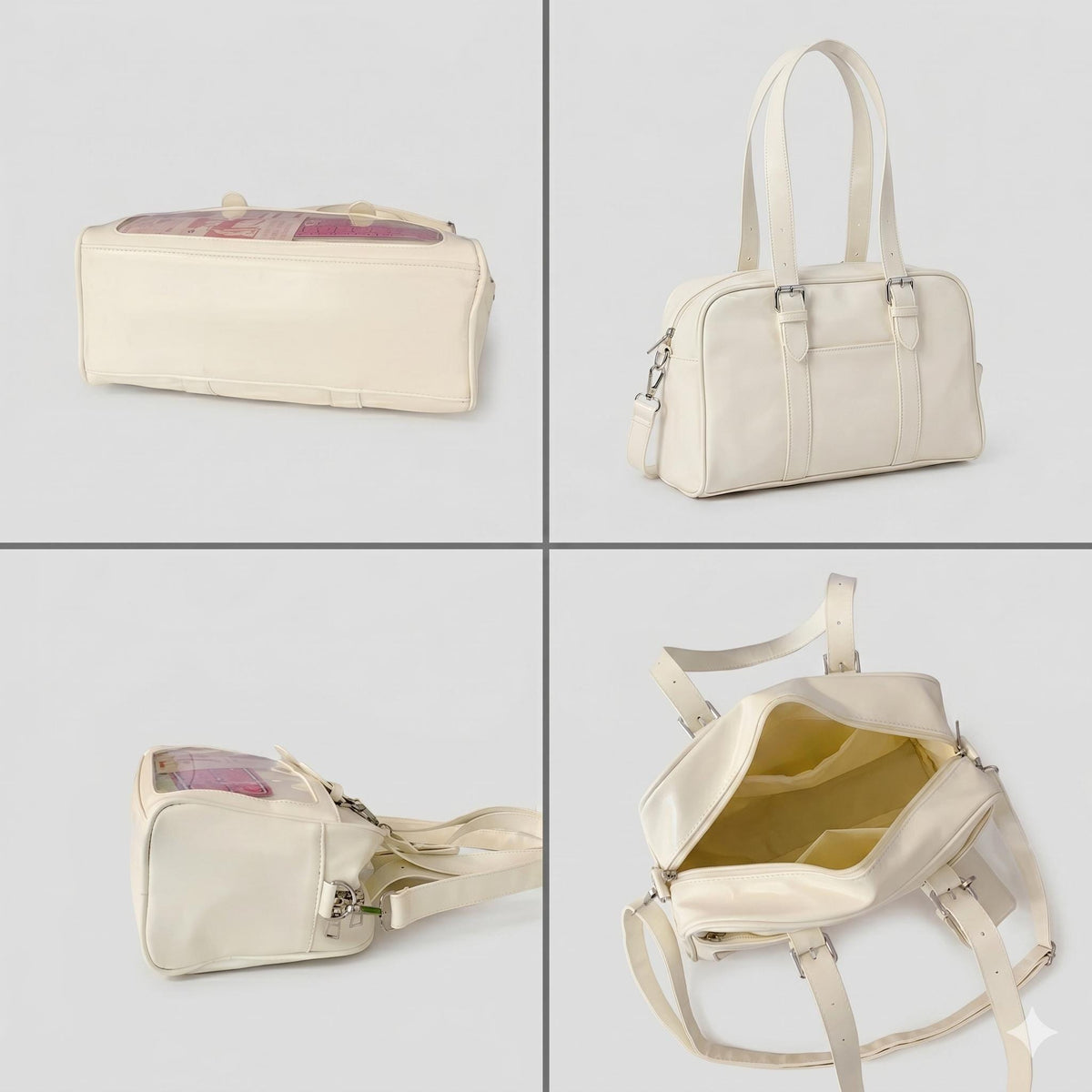 Seiso Frame Shoulder Ita Bag lifestyle view showing shoulder carry and front display area