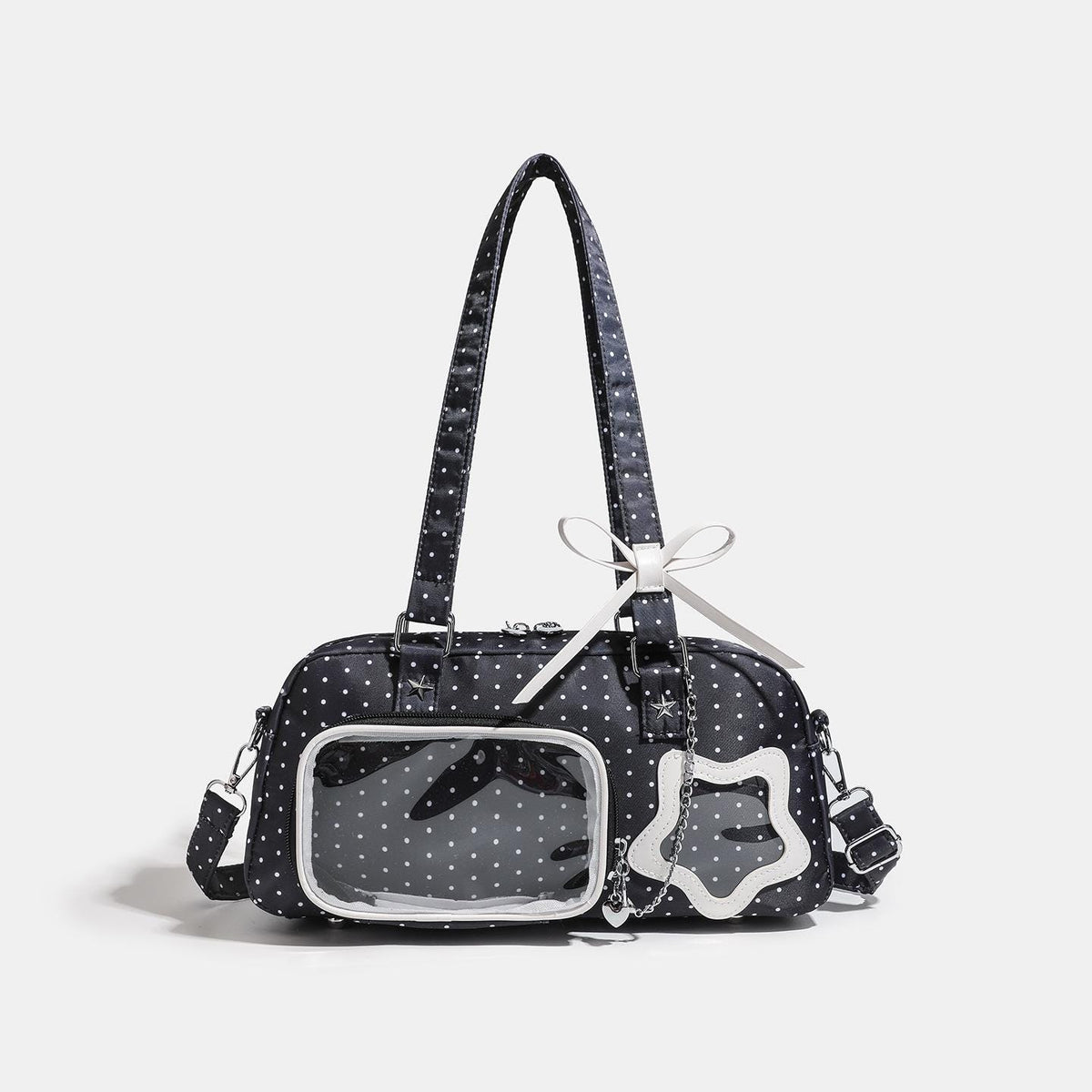 Sora Dual Window Shoulder Ita Bag alternate angle showing front window and star-shaped side display