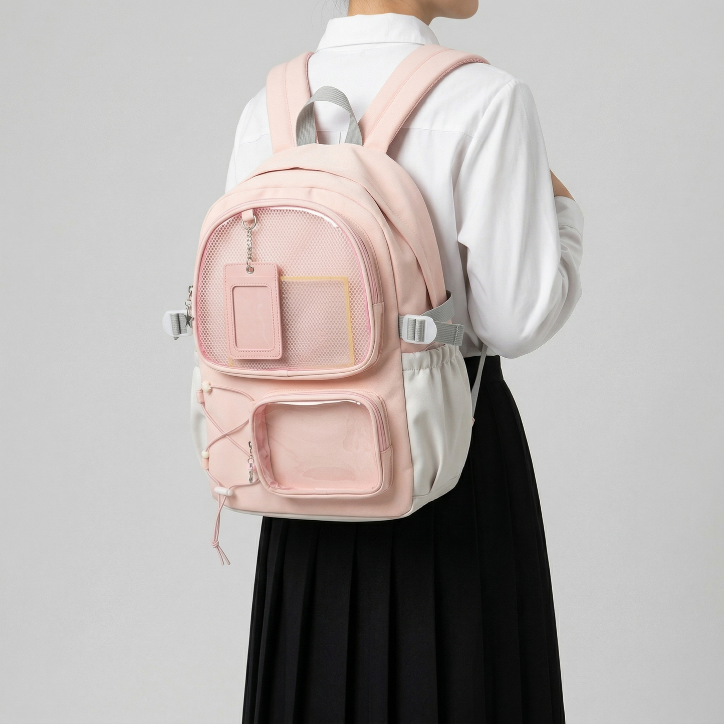Nova the Y2K Dopamine Multi Pocket Large Green Ita Bag Backpack with Custom Accessories | Oshikatsu Cute Kawaii Anime Itabag Daypack