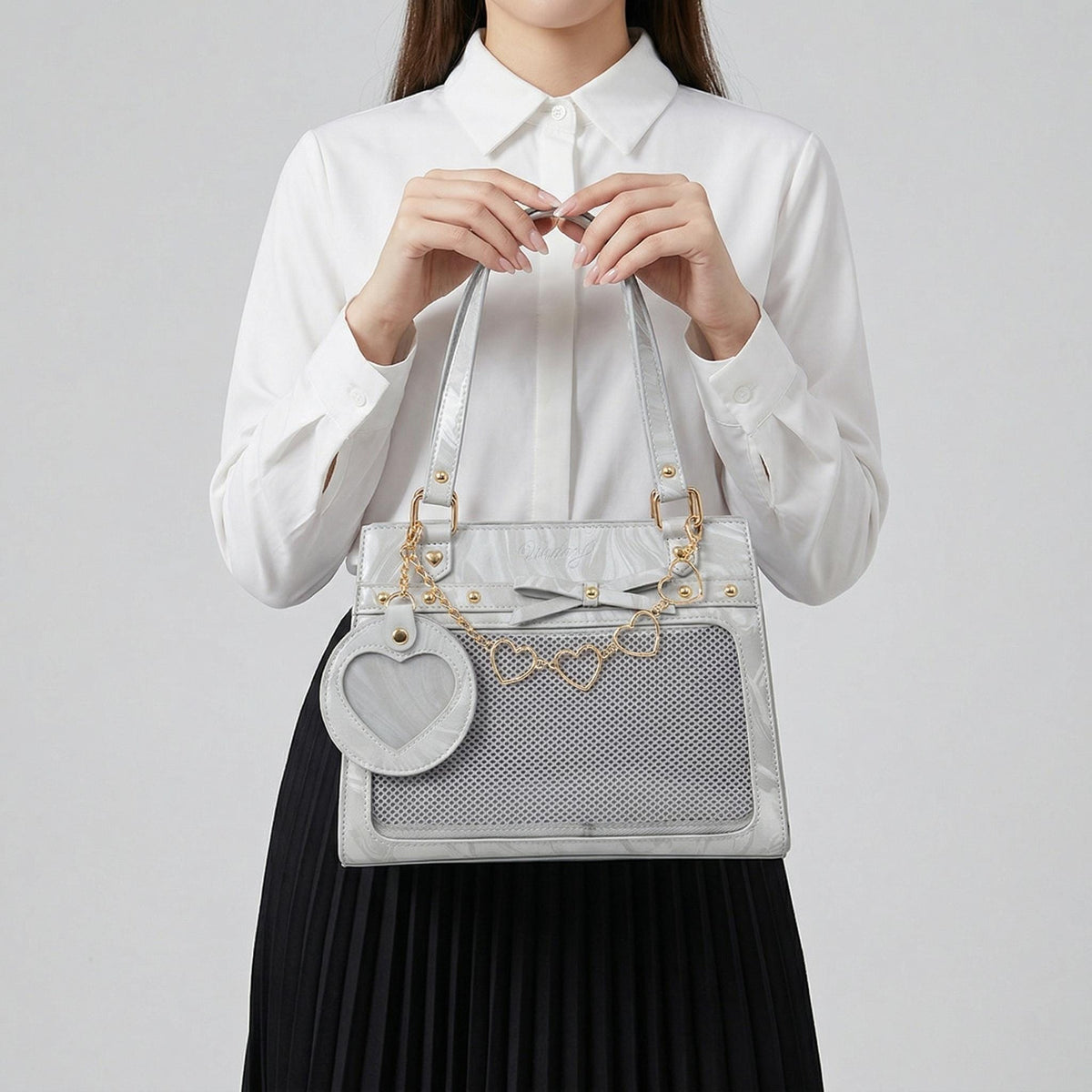 Sakura Dual Window Shoulder Ita Bag product detail view showing clear windows and carrying hardware