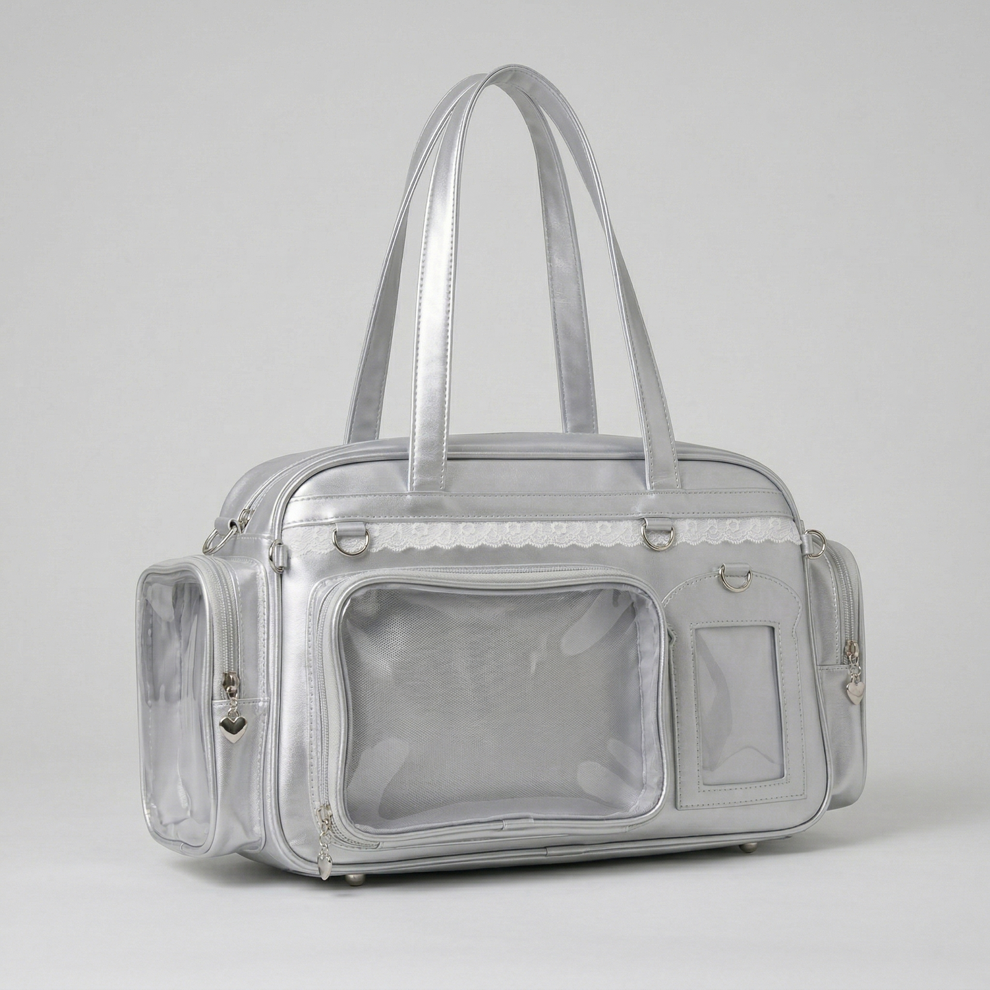 Naga Y2K Dopamine Elongated Cylinder Duffle Large Silver Ita Bag | Cute Kawaii itabag backpack, Custom Anime Oshikatsu Window Display Bag
