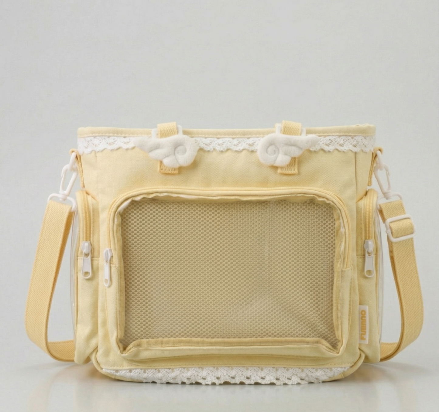 Amai Y2K Dopamine Sweet Lace Trim Crossbody Multi Pocket Yellow Ita Bag | Kawaii itabag backpack, Custom Anime Oshikatsu Window Display Bag