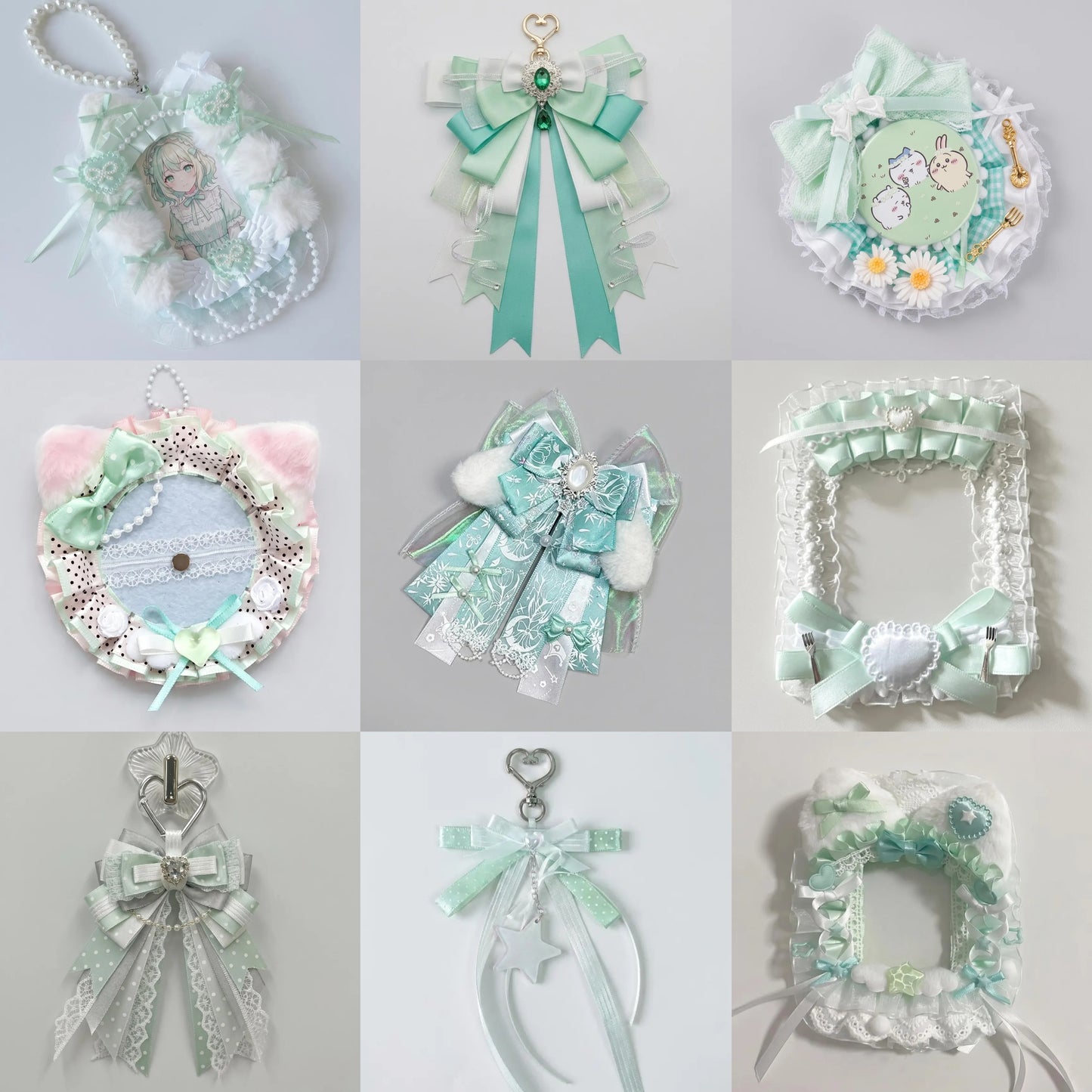 Mint Green Itabag Accessories, Photocard Holder, Pin Holder, Ita Bag Decor, Ita Backpack Charm, Kawaii Oshikatsu Goods