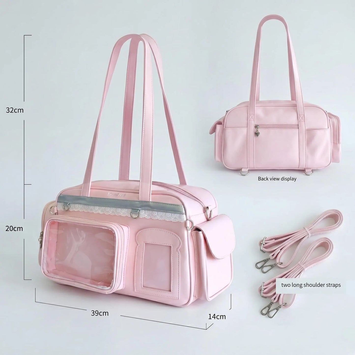 Naga Y2K Dopamine Elongated Cylinder Duffle Large Silver Ita Bag | Cute Kawaii itabag backpack, Custom Anime Oshikatsu Window Display Bag