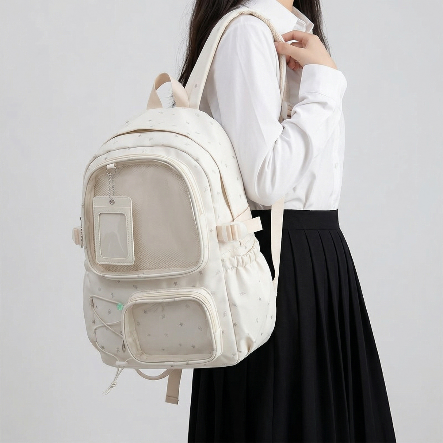 Nova the Y2K Dopamine Multi Pocket Large Green Ita Bag Backpack with Custom Accessories | Oshikatsu Cute Kawaii Anime Itabag Daypack