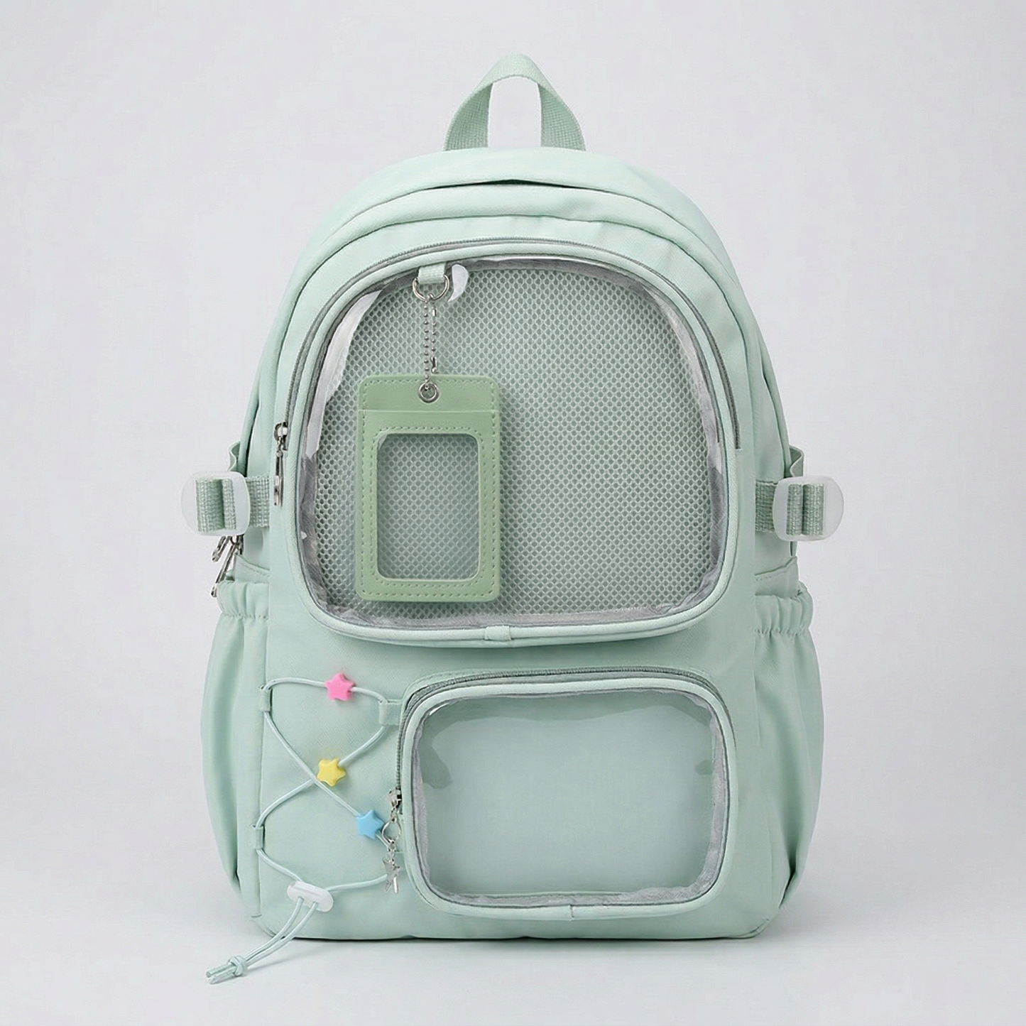 Nova the Y2K Dopamine Multi Pocket Large Green Ita Bag Backpack with Custom Accessories | Oshikatsu Cute Kawaii Anime Itabag Daypack