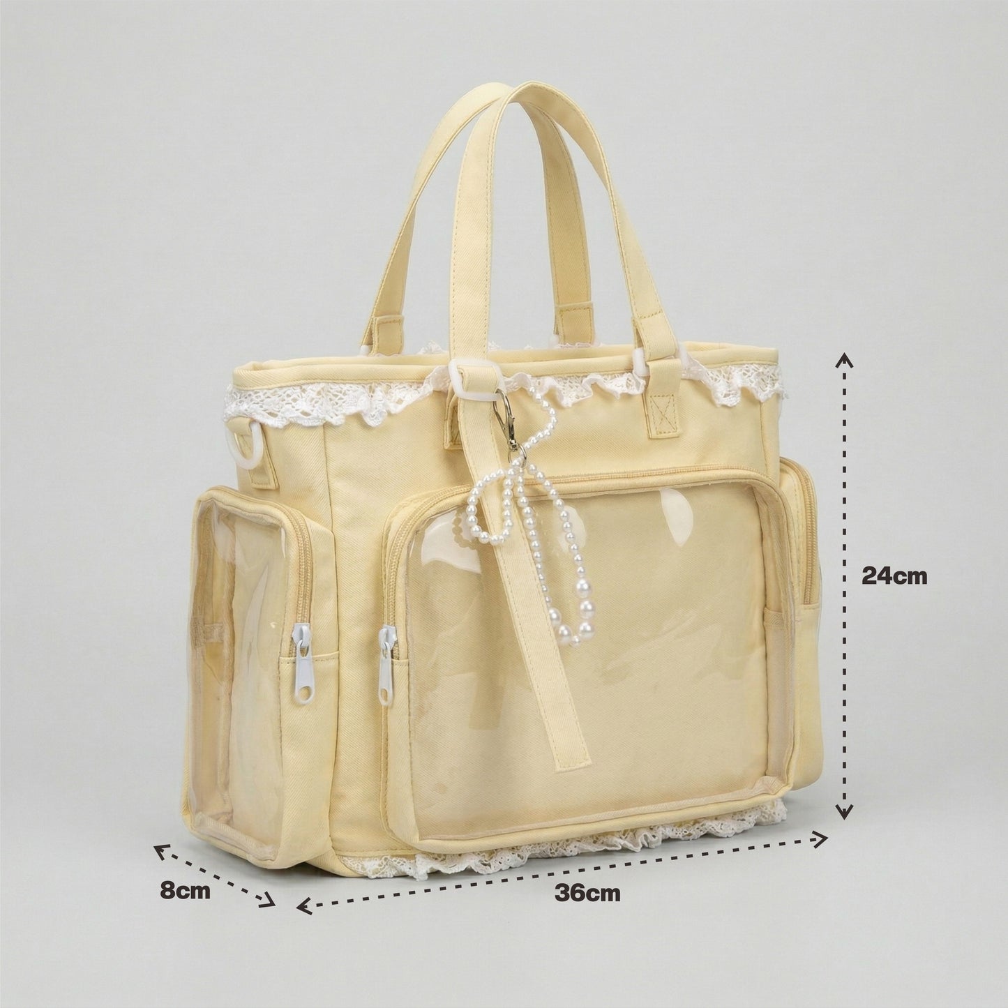 Amai Y2K Dopamine Sweet Lace Trim Crossbody Multi Pocket Yellow Ita Bag | Kawaii itabag backpack, Custom Anime Oshikatsu Window Display Bag